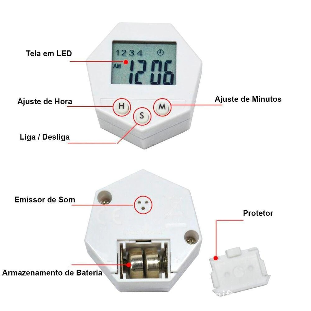 Porta Comprimidos Digital com Alarme 7 compartimentos UD713
